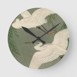 Vintage weiße Vogel-Wand-Uhr Runde Wanduhr