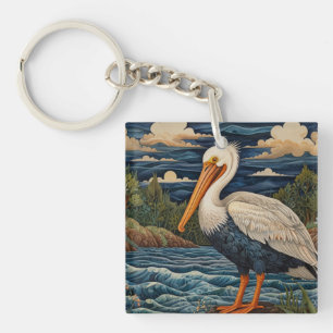 Vintage weißer Seevogel Möwe Pelikan Schlüsselanhänger