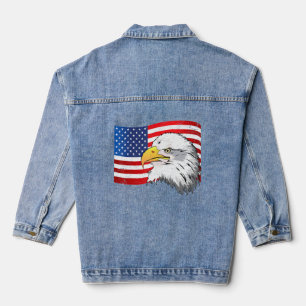 Vintage Weißkopfseeadler Amerikanische Flagge Jeansjacke