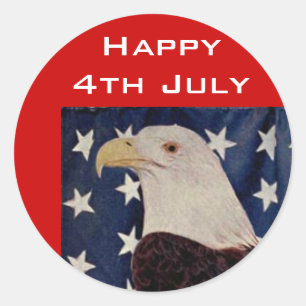 Vintage Weißkopfseeadler auf der amerikanischen Fl Runder Aufkleber
