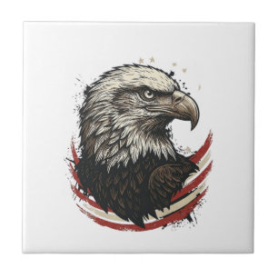 Vintage Weißkopfseeadler Patriotische Gravur Shirt Fliese