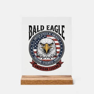 Vintage-Weißkopfseeadler-patriotisches T-Shirt-Des Acrylschild