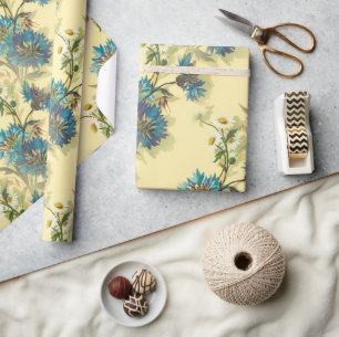 Vintage Weißmehl- und Blumenmuster Geschenkpapier