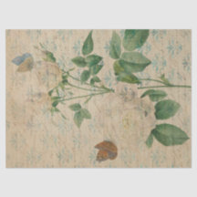 Vintage Weißrosen und Schmetterlingsdekoupage