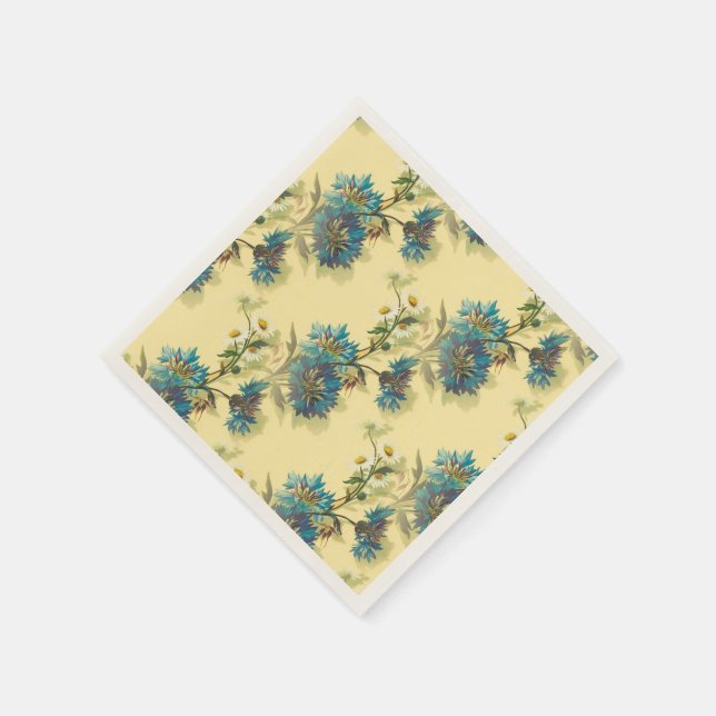 Vintage Weißwein und Blumenkrebse Serviette (Ecke)