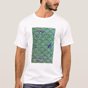 Vintage Wellen und Vögel T-Shirt