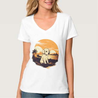 Vintage Welpe bei Sunset T - Shirt