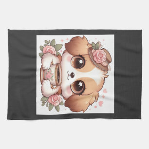 Vintage-Welpe mit Tee Geschirrtuch