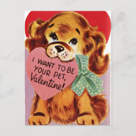 Vintage Welpen HerzValentine Feiertagspostkarte