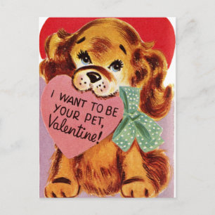 Vintage Welpen HerzValentine Feiertagspostkarte