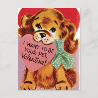Vintage Welpen HerzValentine Feiertagspostkarte