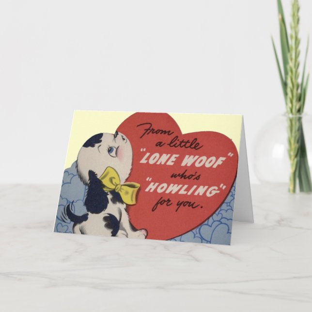 Vintage Welpevalentine-Karte Feiertagskarte (Vorderseite)
