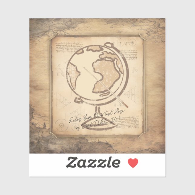 Vintage Welt. Geschenk für Geografie und Geschicht Aufkleber (Blatt)