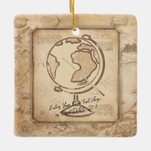 Vintage Welt. Geschenk für Geografie und Geschicht Keramikornament