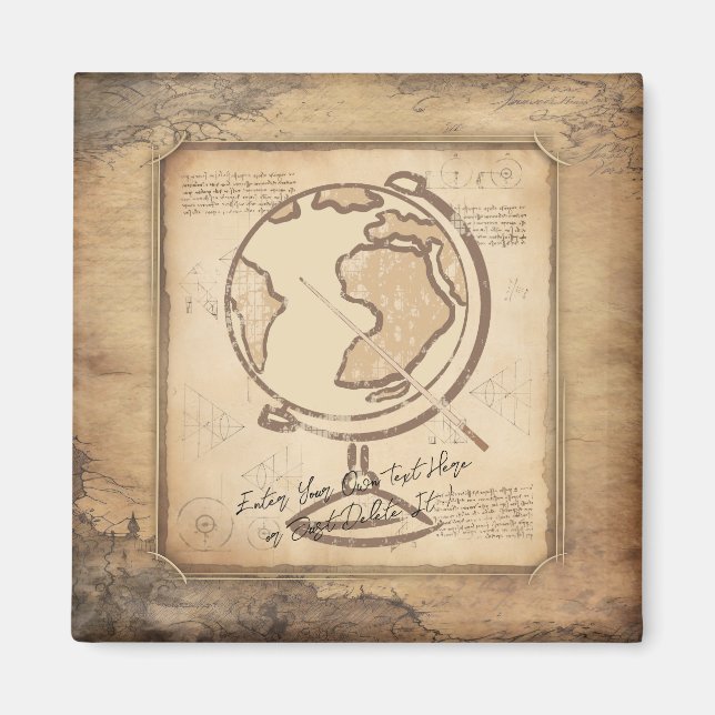 Vintage Welt. Geschenk für Geografie und Geschicht Magnet (Vorne)