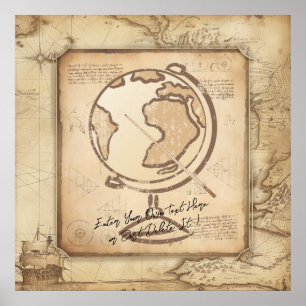 Vintage Welt. Geschenk für Geografie und Geschicht Poster