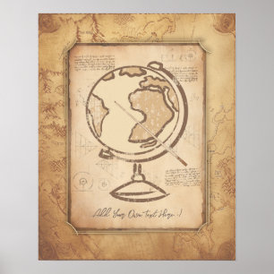 Vintage Welt. Geschenk für Geografie und Geschicht Poster