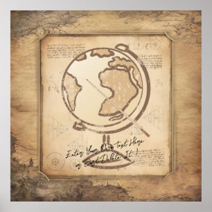 Vintage Welt. Geschenk für Geografie und Geschicht Poster