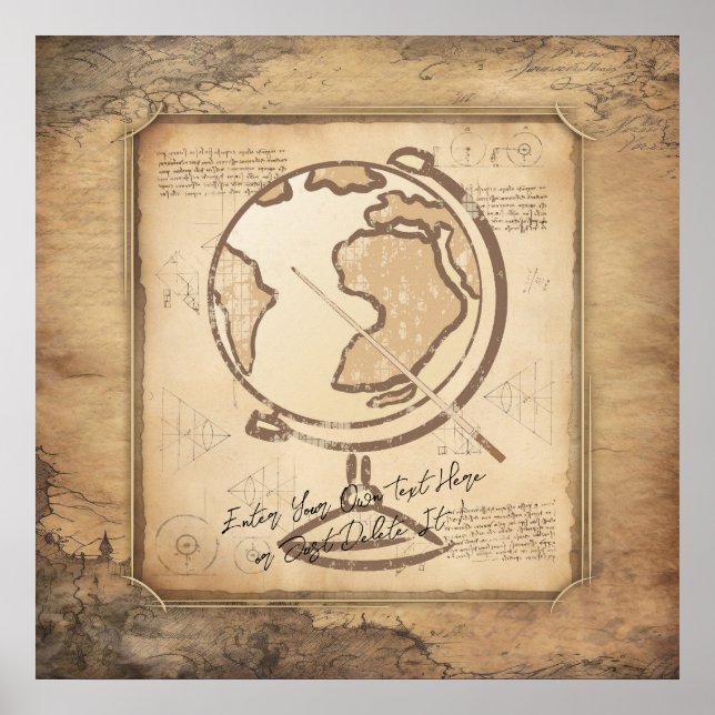 Vintage Welt. Geschenk für Geografie und Geschicht Poster (Vorne)