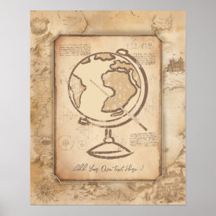 Vintage Welt. Geschenk für Geografie und Geschicht Poster