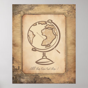 Vintage Welt. Geschenk für Geografie und Geschicht Poster