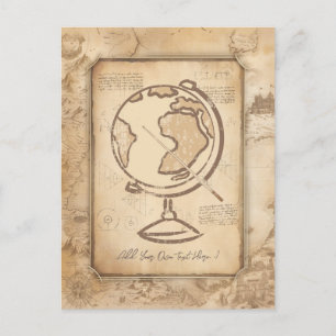 Vintage Welt. Geschenk für Geografie und Geschicht Postkarte