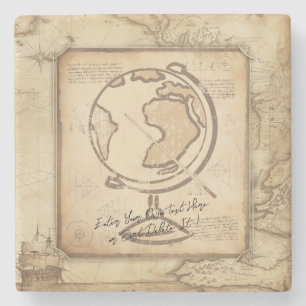 Vintage Welt. Geschenk für Geografie und Geschicht Steinuntersetzer