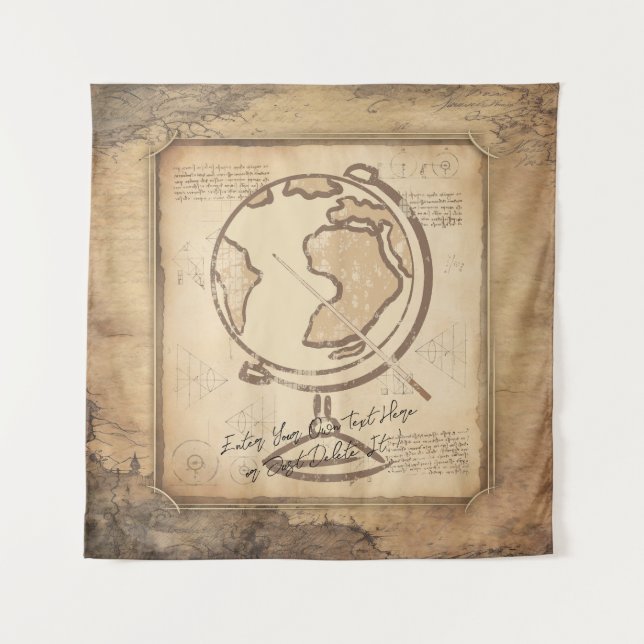 Vintage Welt. Geschenk für Geografie und Geschicht Wandteppich (Vorderseite)