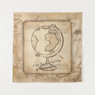 Vintage Welt. Geschenk für Geografie und Geschicht Wandteppich