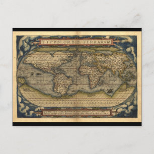 Vintage Weltatlas Historisches Design Postkarte
