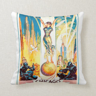 Vintage-Weltausstellung Chicago Plakat 1933 Kissen