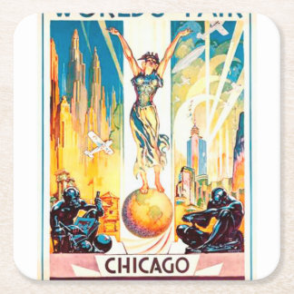 Vintage-Weltausstellung Chicago Poster 1933 Rechteckiger Pappuntersetzer