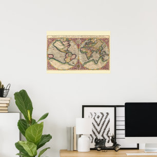 Vintage Weltkarte 1609 Poster