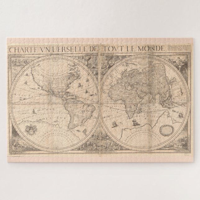 Vintage Weltkarte (1650) Puzzle (Horizontal)