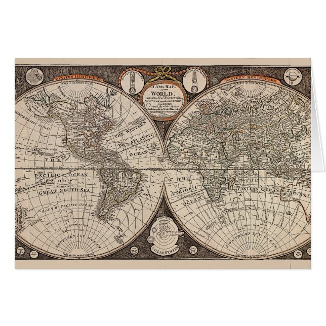 Vintage Weltkarte (1766) (Vorderseite (Horizontal))