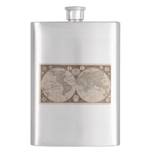 Vintage Weltkarte (1766) Flachmann