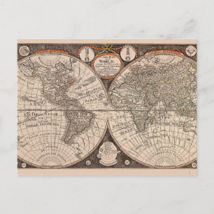 Vintage Weltkarte (1766) Postkarte