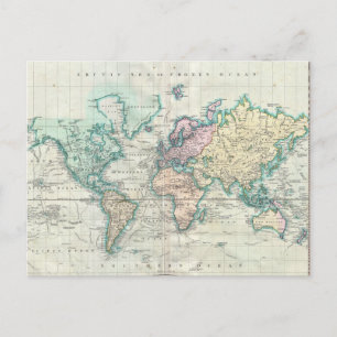 Vintage Weltkarte (1801) Postkarte