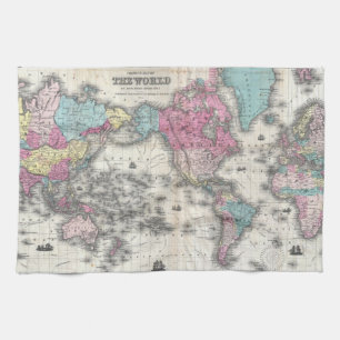Vintage Weltkarte (1852) Handtuch