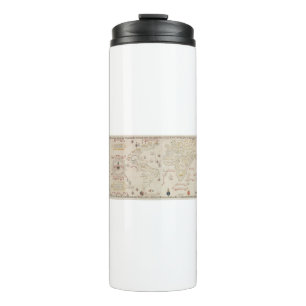 Vintage Weltkarte (1900) von Diogo Ribeiro Thermosbecher