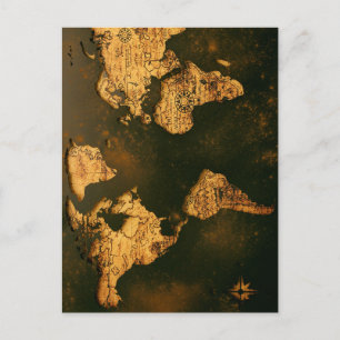 Vintage Weltkarte Antike Kartographie Kunst Feiertagspostkarte