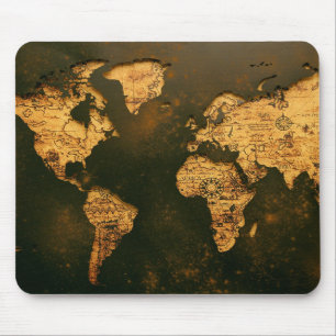 Vintage Weltkarte Antike Kartographie Kunst Mousepad
