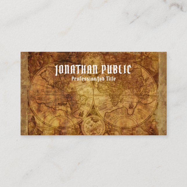 Vintage Weltkarte Beruflich Premium Thick Luxe Visitenkarte (Vorderseite)