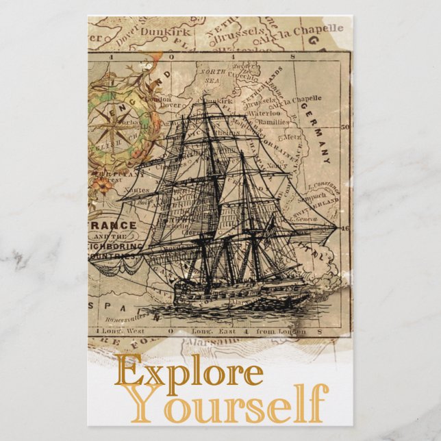 Vintage Weltkarte Briefpapier (Vorderseite)