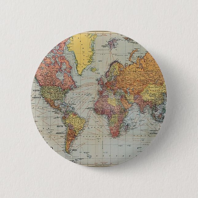 Vintage Weltkarte Button (Vorderseite)