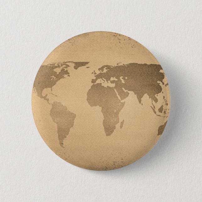 Vintage Weltkarte Button (Vorderseite)