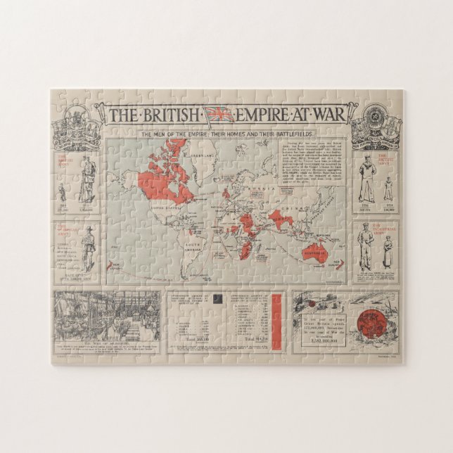 Vintage Weltkarte des britischen Empire (1916) Puzzle (Horizontal)