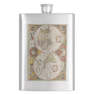 Vintage Weltkarte Flachmann