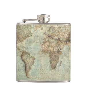 Vintage Weltkarte Flasche Flachmann