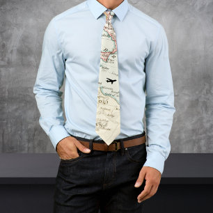 Vintage Weltkarte, Flugzeug, Cool Krawatte